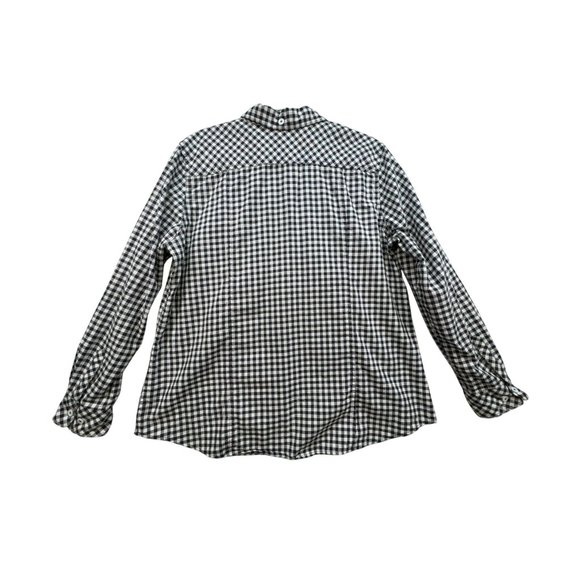 Bit & Bridle Womens Checkered Long Sleeve Button-Up Shirt XL Dary Navy & White C - Picture 10 of 13